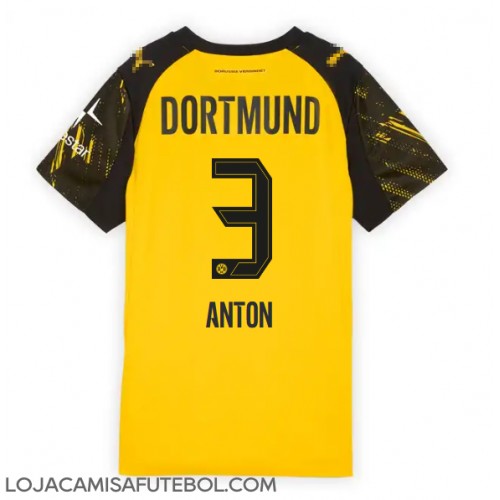 Camisa de Futebol Borussia Dortmund Waldemar Anton #3 Equipamento Principal Mulheres 2025-26 Manga Curta